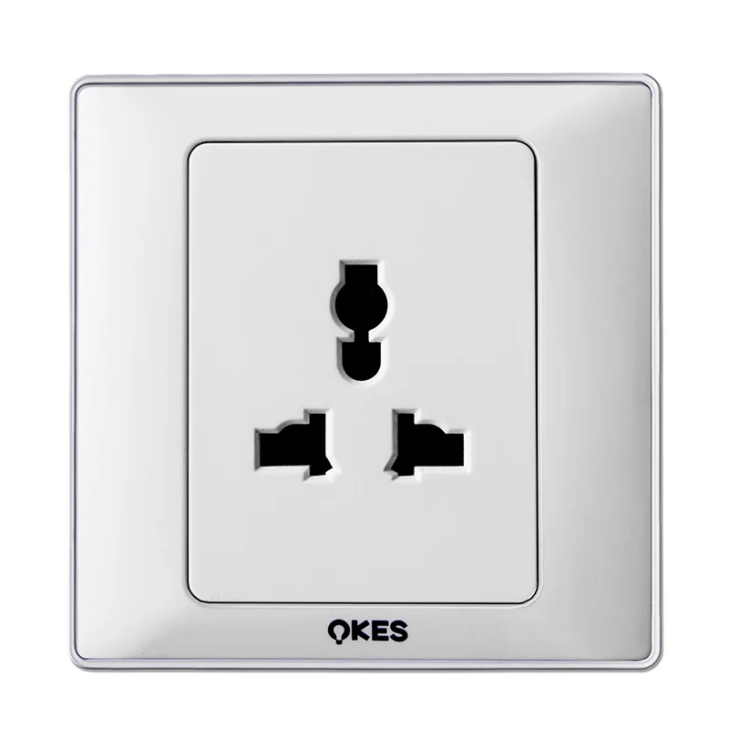 Home Used Electrical Power Sockets Outlet 1 Gang 3 Round Pin Flat Pin Switch Socket