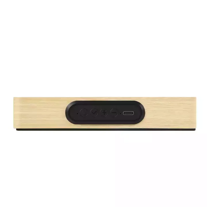 Custom Eco-friendly Wooden Grain Portable 10w Qi Fast Charging Phone Charger Led Digital Alarm Clock