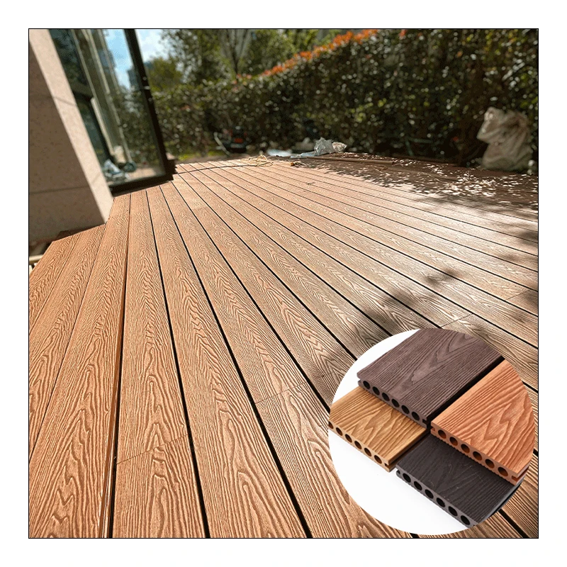 3D Embossing Court Yard Terrace Composite Flooring WPC Composite Decking Outdoor Board
