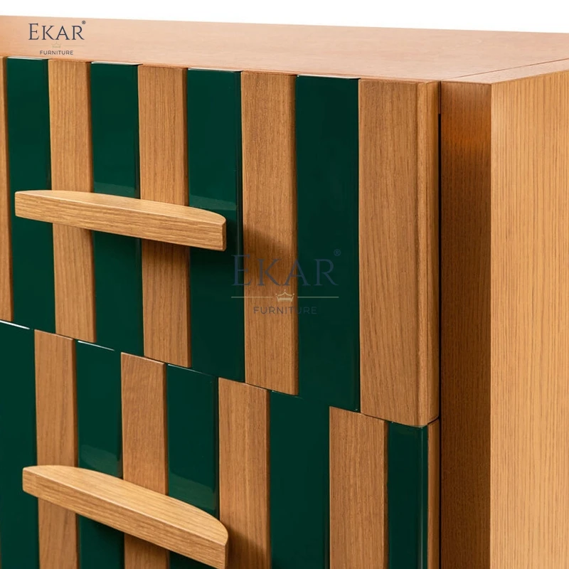 Modern Asymmetrical Stripe Hallway Cabinet Unique Glass Living Room Furniture with Ample Storage for Kitchen Use