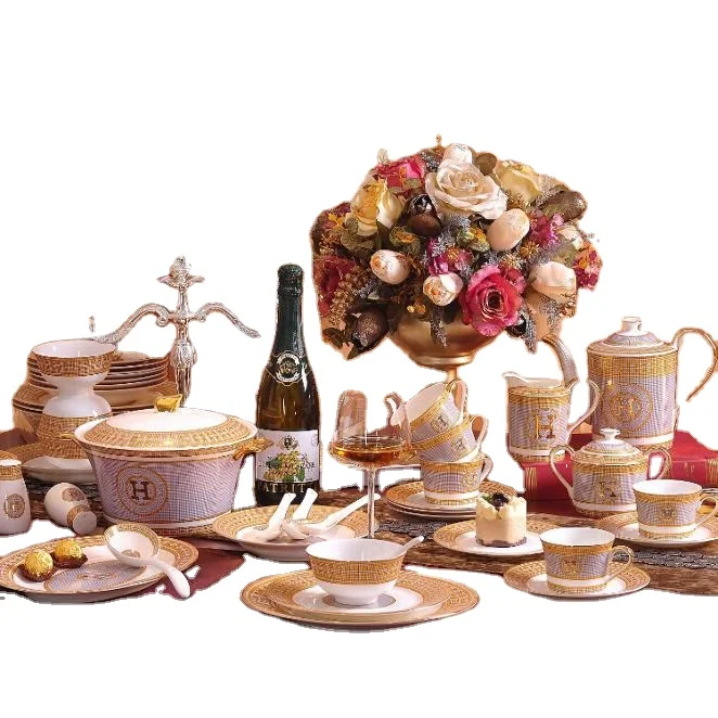 
Chaozhou Factory Luxury Fine Bone China Porcelain Dinner Sets 