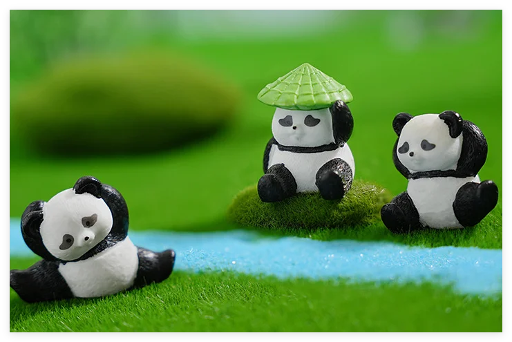 miniature animal panda statues resin figurine kung fu figure kid toy cartoon character cake topper home and gardening decoration