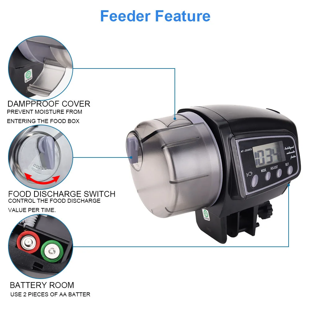 Smart Automatic Fish Feeder Aquarium Feeder Fish Tank Auto Feeding Dispenser aquarium feeder AF2009D/2005D/2003