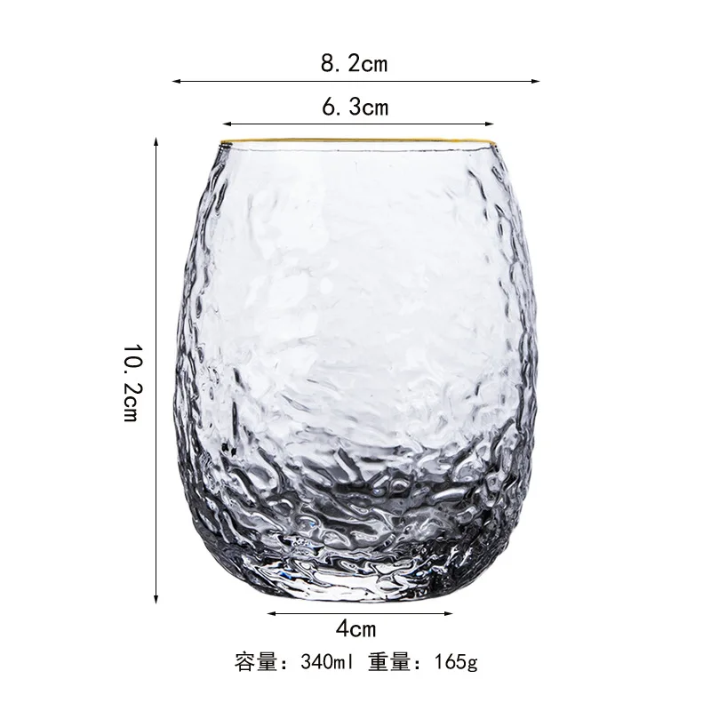 Transparent Hammer Pattern Creative color electroplated glass egg shaped cup Ins Rainbow Crystal Cup Whiskey cocktail glass