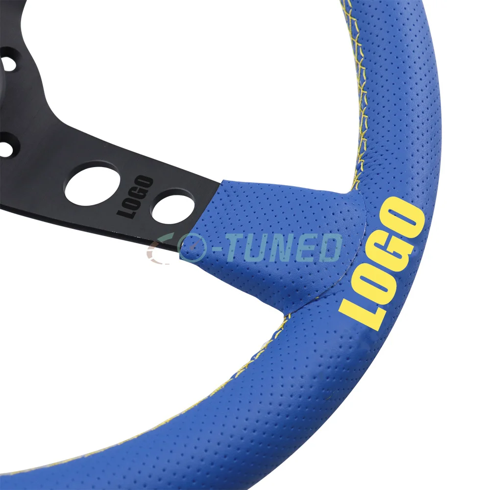 JDM 14inch ULTRA Steering Wheel Perforated Rally Deep Dish Racing Drift Volante With Horn Button For Universal