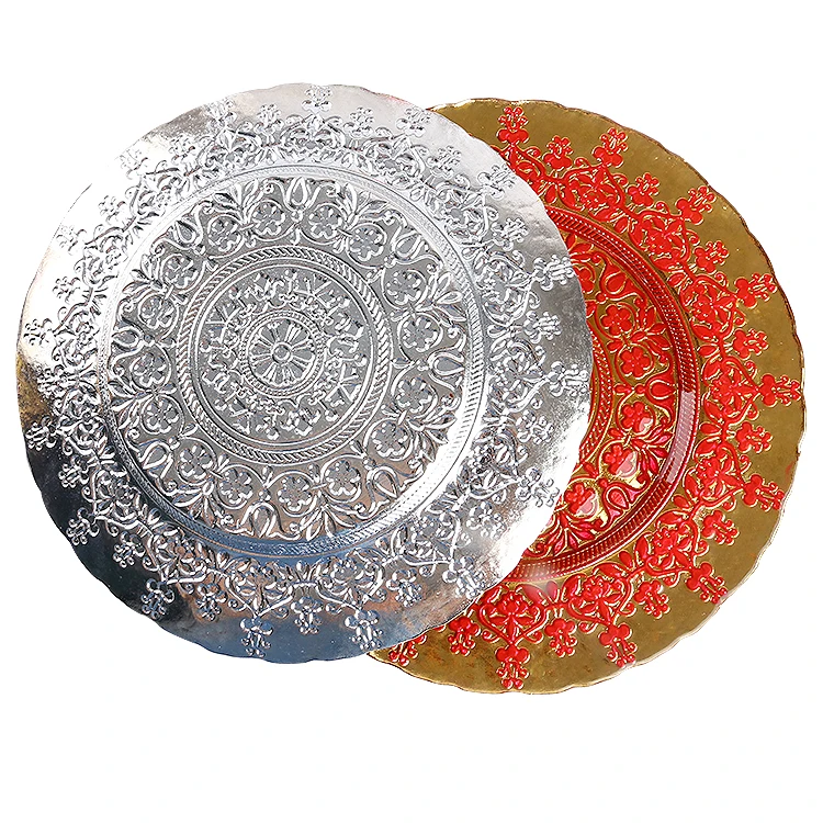 2021 new fancy design wedding charger plates party fashion dinning tableware glass plates for reception event