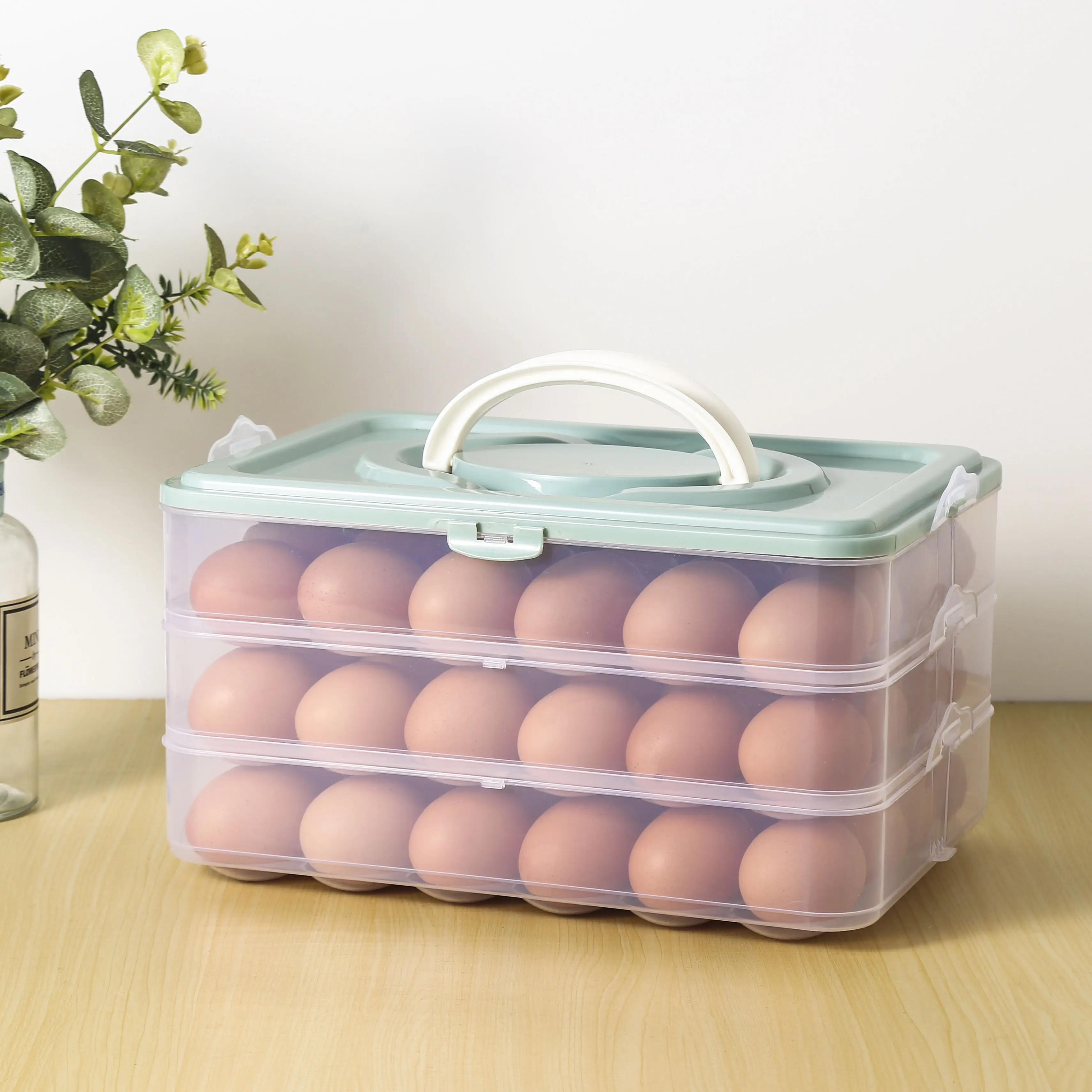3-Layer Large Clear Plastic Capacity Egg Fresh Storage Holder Box for Refrigerator Storage Container