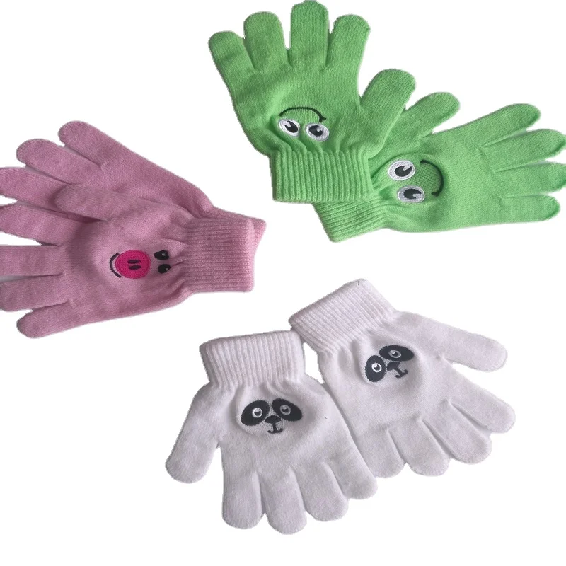 Cheap Blank Children Glove Girls  knit Magic Glove Custom Acrylic Boys Knit Glove with Logo