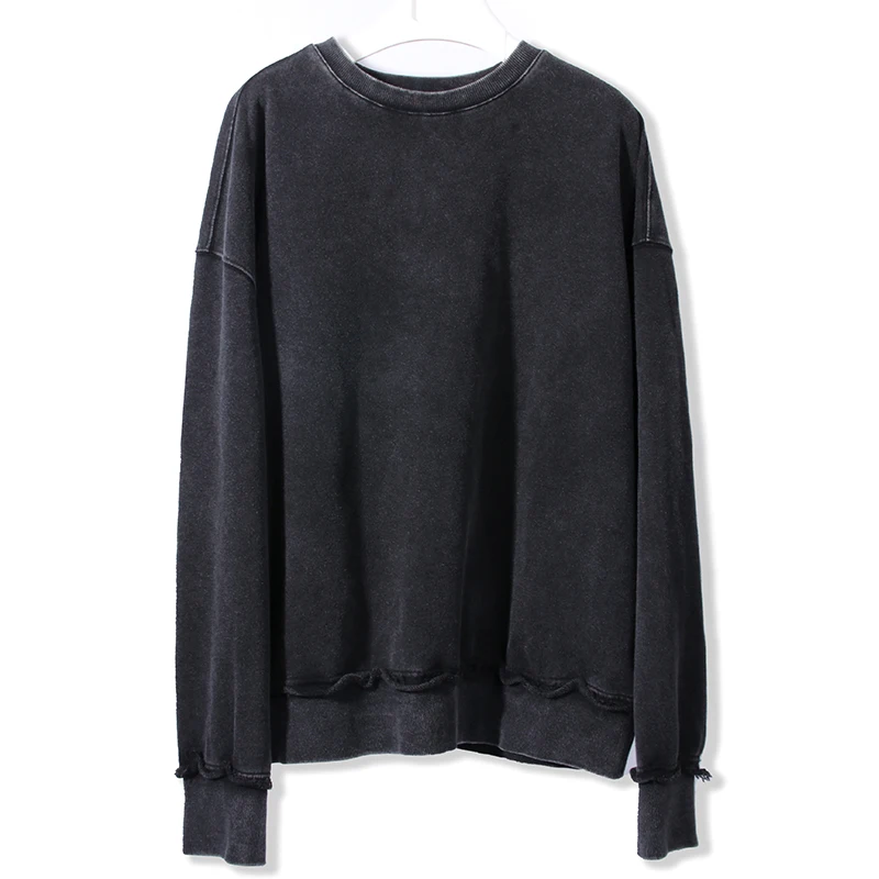 
wholesale vintage washed premium cotton manufacturer blank plain men oversized crewneck sweatshirt 