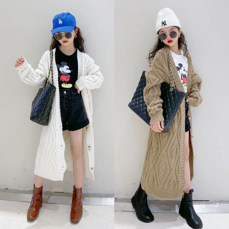 2020 fashion girls knitted long baby cardigan sweater wholesale