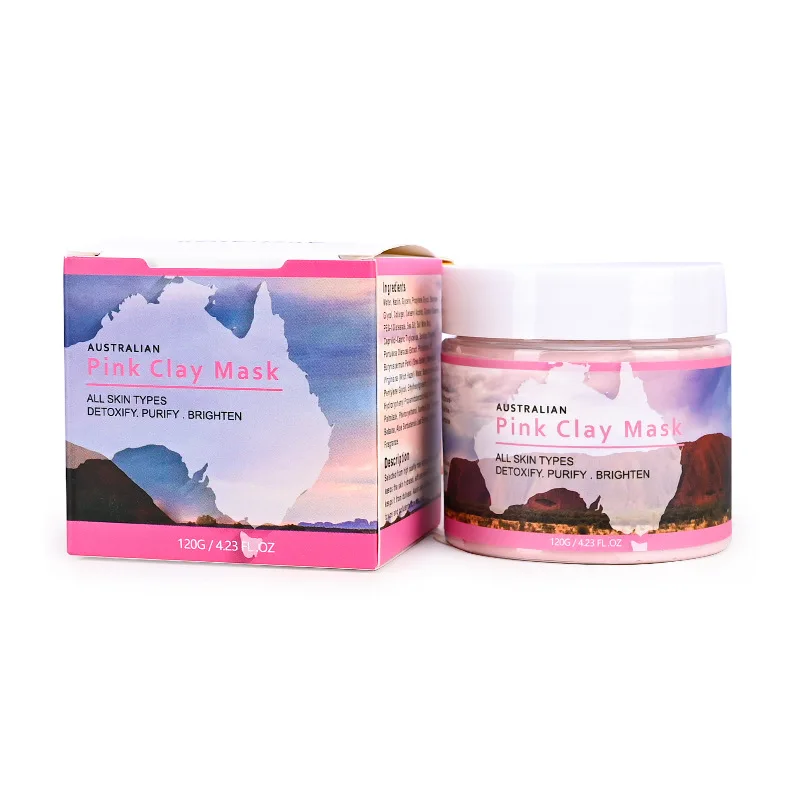 Private Label logo Face Mud Mask Powder Skin Exfoliating Clarifying Whitening Rose Pink Clay Mask
