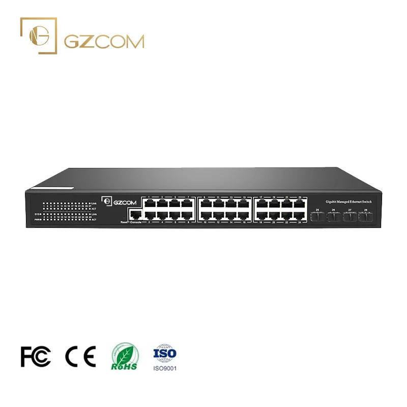 Hot Sale Support SNMP VLAN sfp 24 port managed 3 layer Ethernet Switch With 4*10G SFP+ Slots