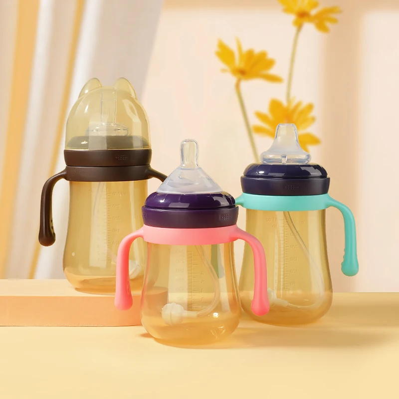 3 in 1 Anti Colic BPA Free Wide Mouth Baby Feeding PP Bottle Duckbill Nipple Straight Drink Suction Nozzle