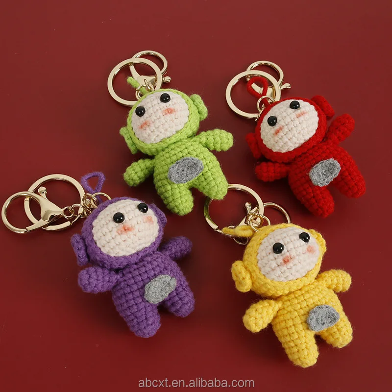 Wholesale Handmade Colorful Cute Crochet Cartoon Baby Doll Knitted Dolls Crochet Hanging Decor Pendant Keychain