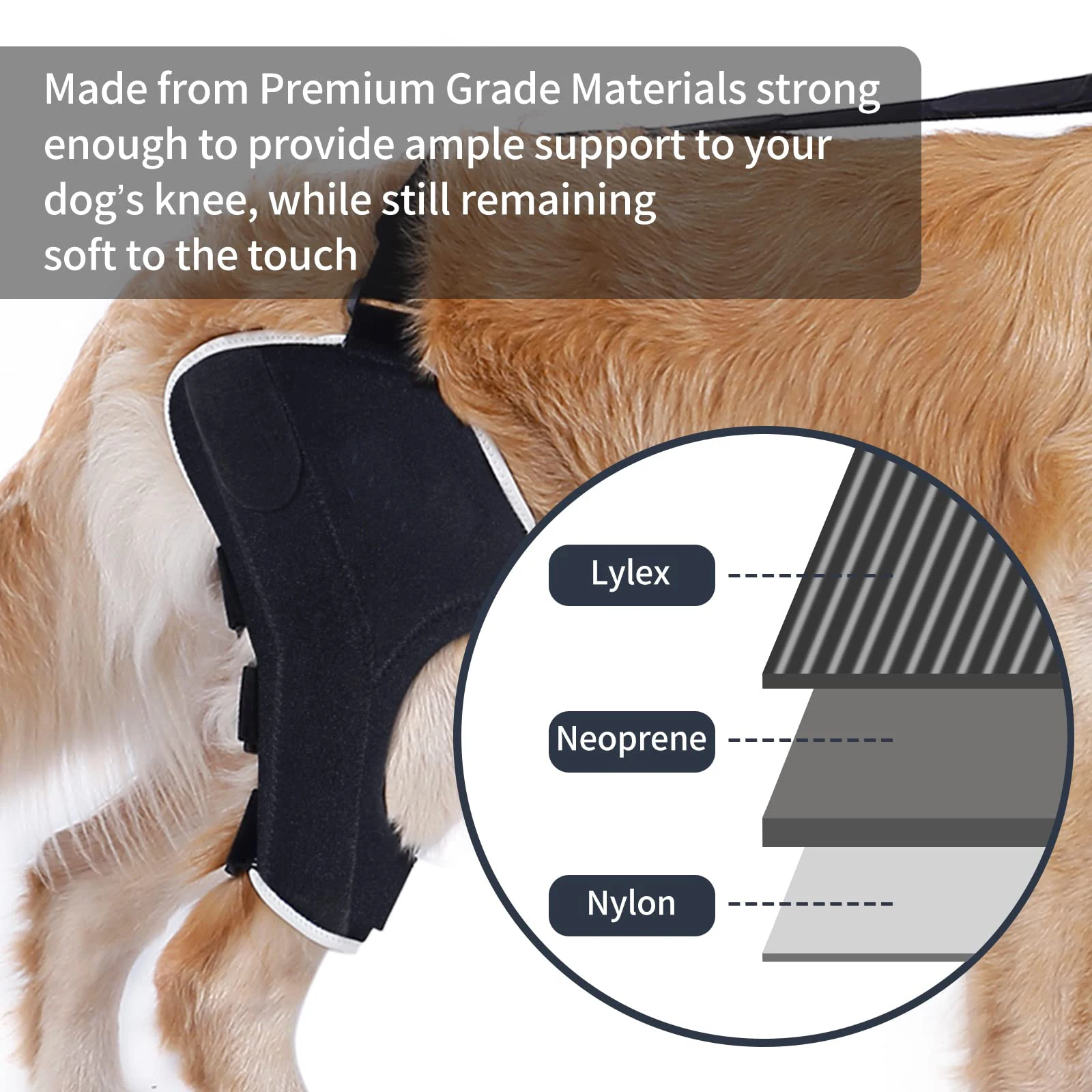 Dog ACL Brace Hind Leg Two Angled Lateral Aluminum Splints Support Dogs with Stability, CCL Injury Two Angled dog knee brace