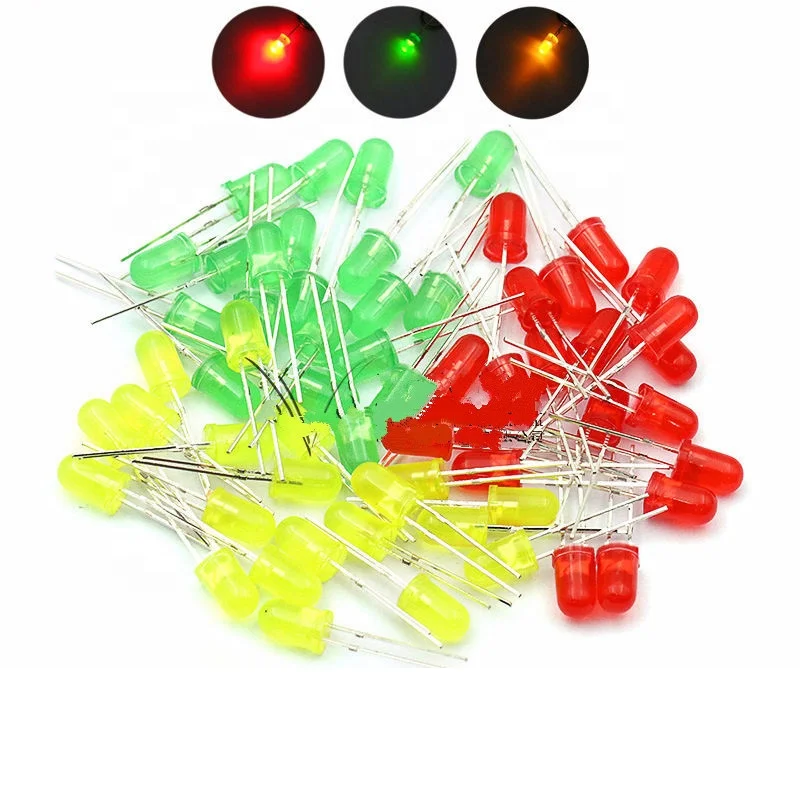 3mm. 5mm LED Bulb Light Emitting Diode F3 F5 Orange Red Green Yellow Blue White Direct Insert Bead Component Pack Various