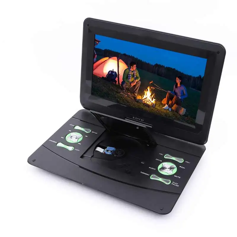 KCR 13.3 inches Screen Outdoor Rechargeable Battery USB TV Game Portable DVD Player