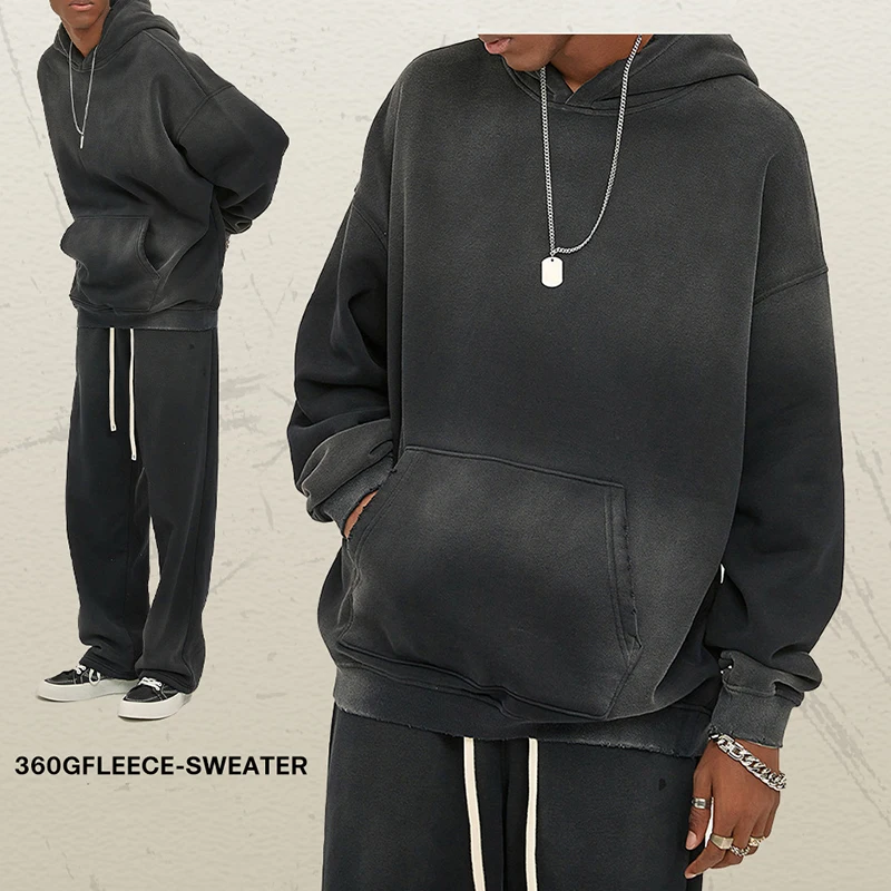 Unisex Blank Fleece 100% Cotton Heavyweight Pullover Hoodie Baggy Thick Hoodies Sweatshirt Sportswear