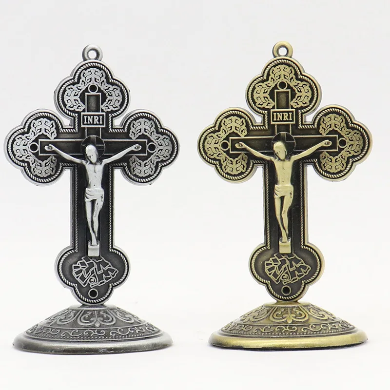 Hot sale cross crafts wholesale Jesus Christian Catholic desktop decoration metal religious jewelry crafts ornaments