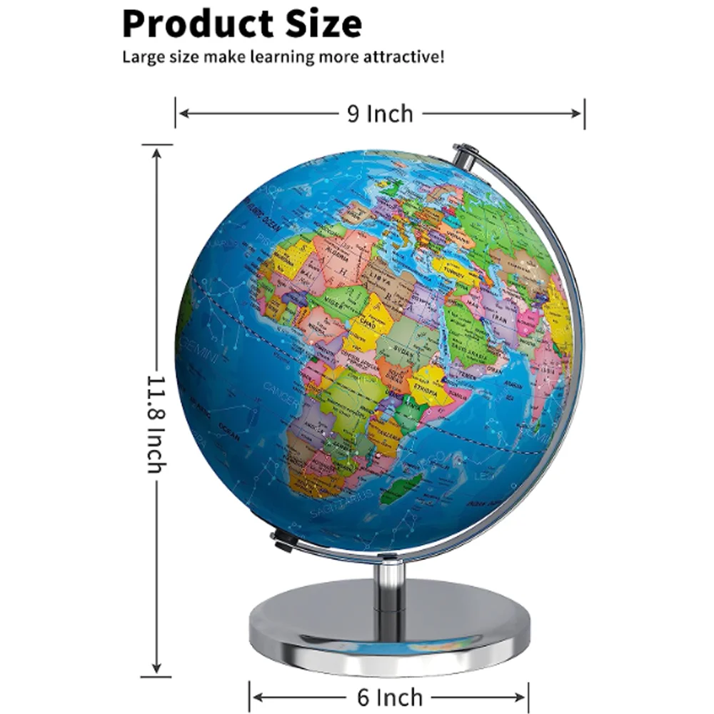 Classic Desktop Rotating Globes world map globe on woorden stand bar solar rotating powered by light world globe