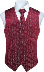 Жилет Мужской Жаккардовый, жаккардовый жилет с карманами, квадратный жилет, для рождественских праздников и вечеринок