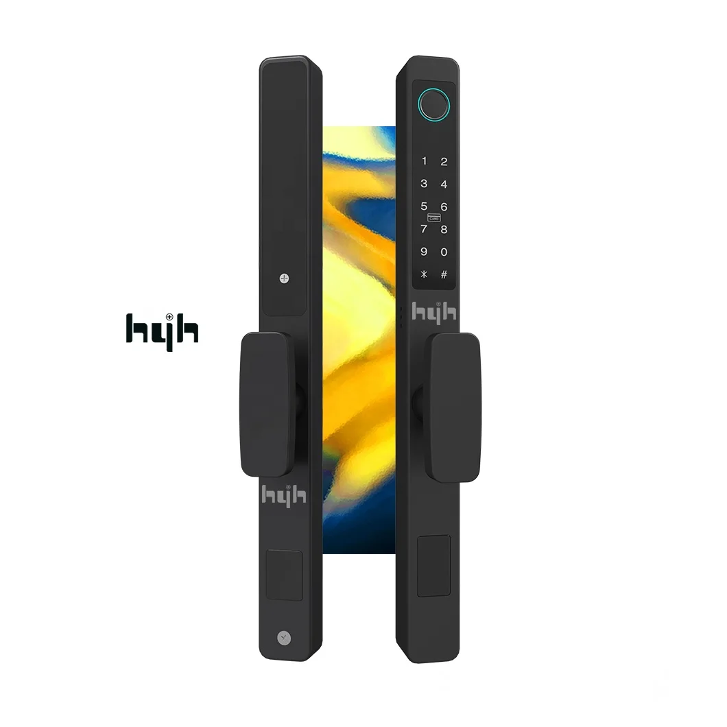 Guangdong-hyh Hardware Narrow Aluminium Frame Slim Digital Aluminium Door Tuya Wifi Smart Electronic Lock for Outdoor