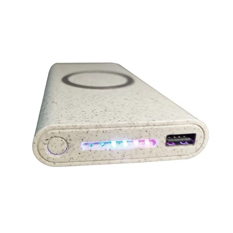 
Custom Mini Unique Disposable Wheat Straw 8000mah Mobile Phone Charger Custom 2 In 1 Eco-friendly Portable Power Bank 