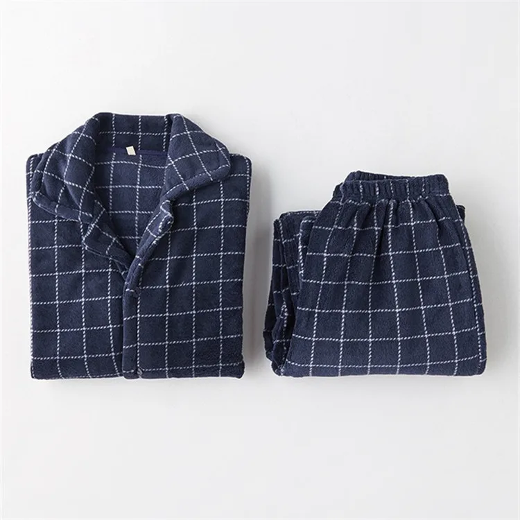 
Wholesale Luxury Comfortable Smooth Vintage Nightgowns Homme Mens Flannel Pyjama 
