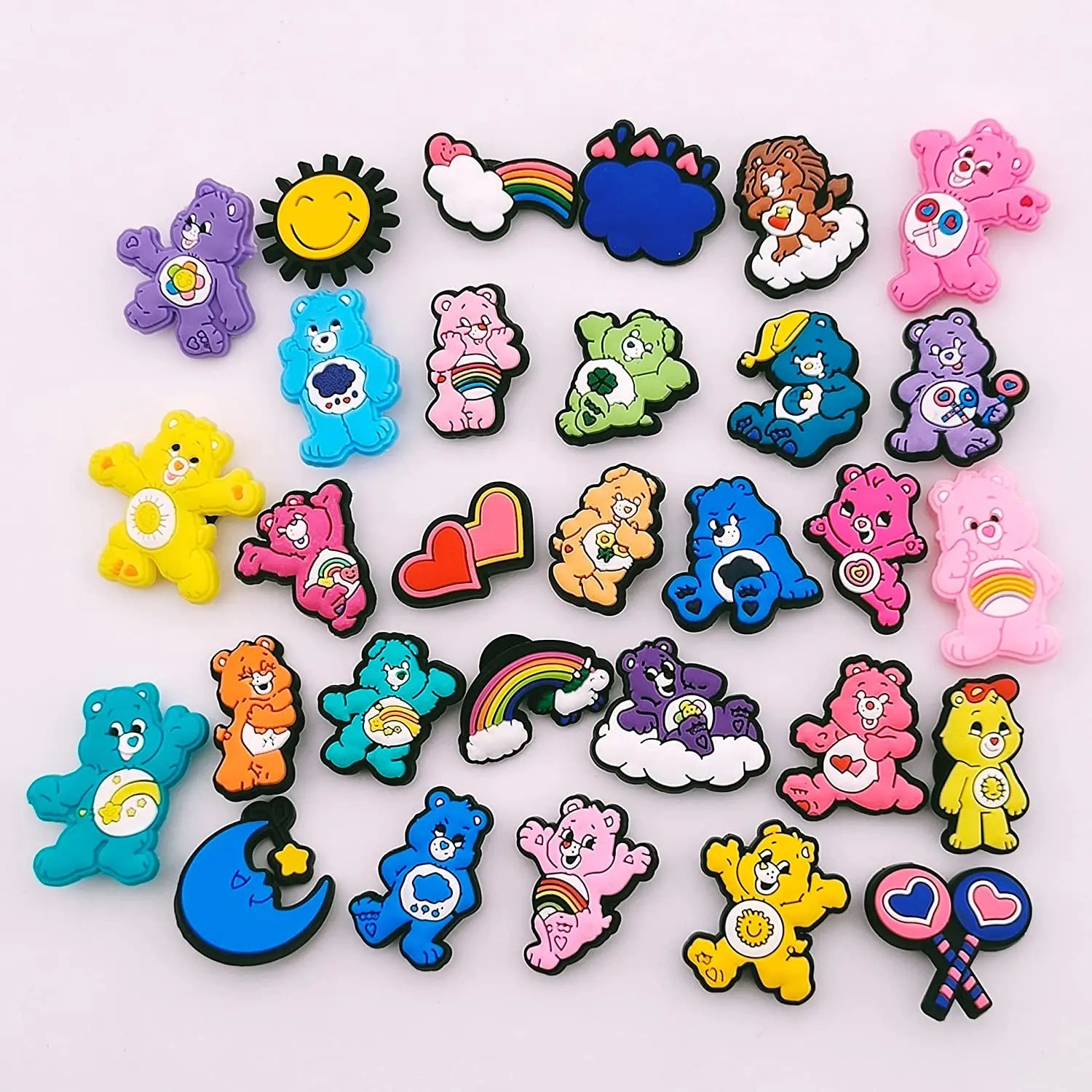 Cartoon care shoe bear croc charms bear shoe decorations charms shoes decoration accessories rainbow bear croc charm