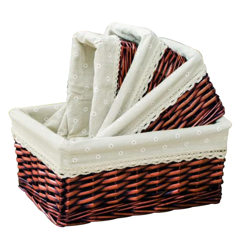 wicker basket Large Rectangular Wicker Wood Chips Kitchen Bread Home Food Store Storage Wicker Basket