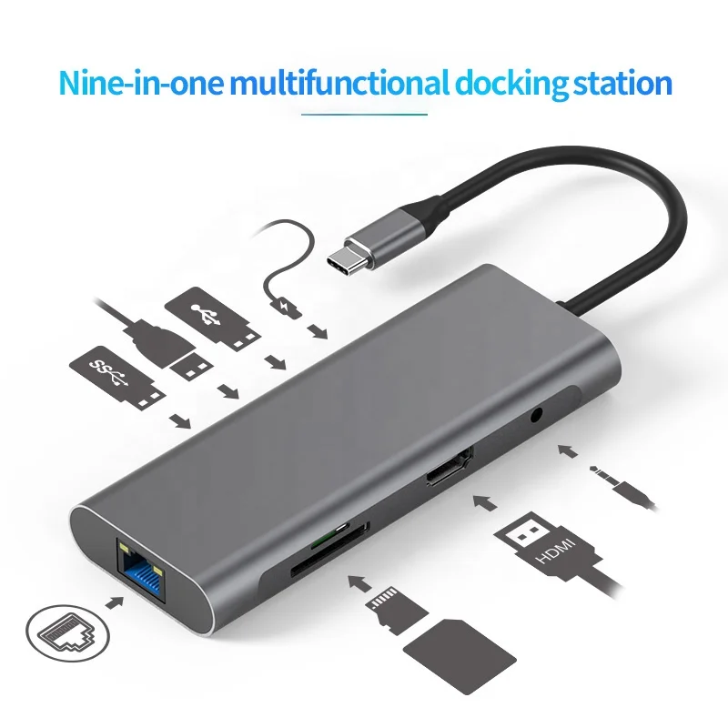 7 IN1 USB C концентратор с 4K HD TV 100 Вт Питание доставки док-станция 3 0 слот для карт памяти портов ноутбук адаптер переменного