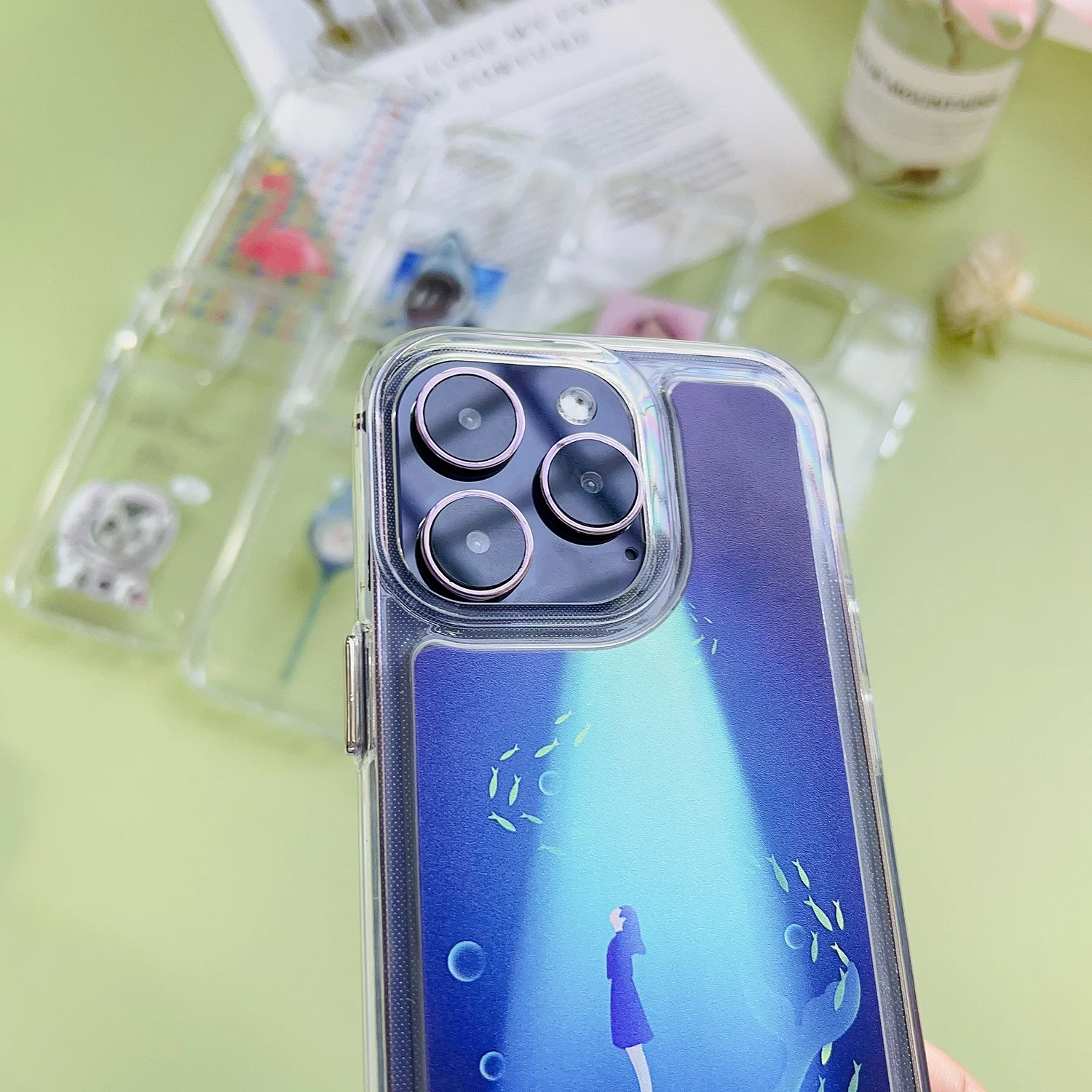 custom printing design pattern phone case pc tpu space phone case clear transparent phone case for iphone 14 pro max