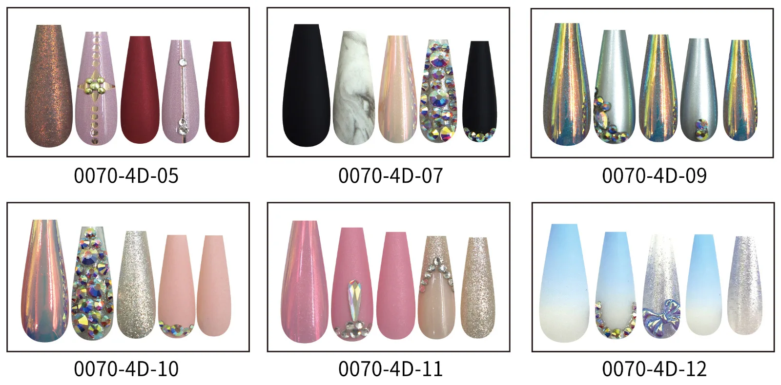 High quality 30pcs Fashion Colorful Diamond Luxury style False press on nail for woman Acrylic press on nail