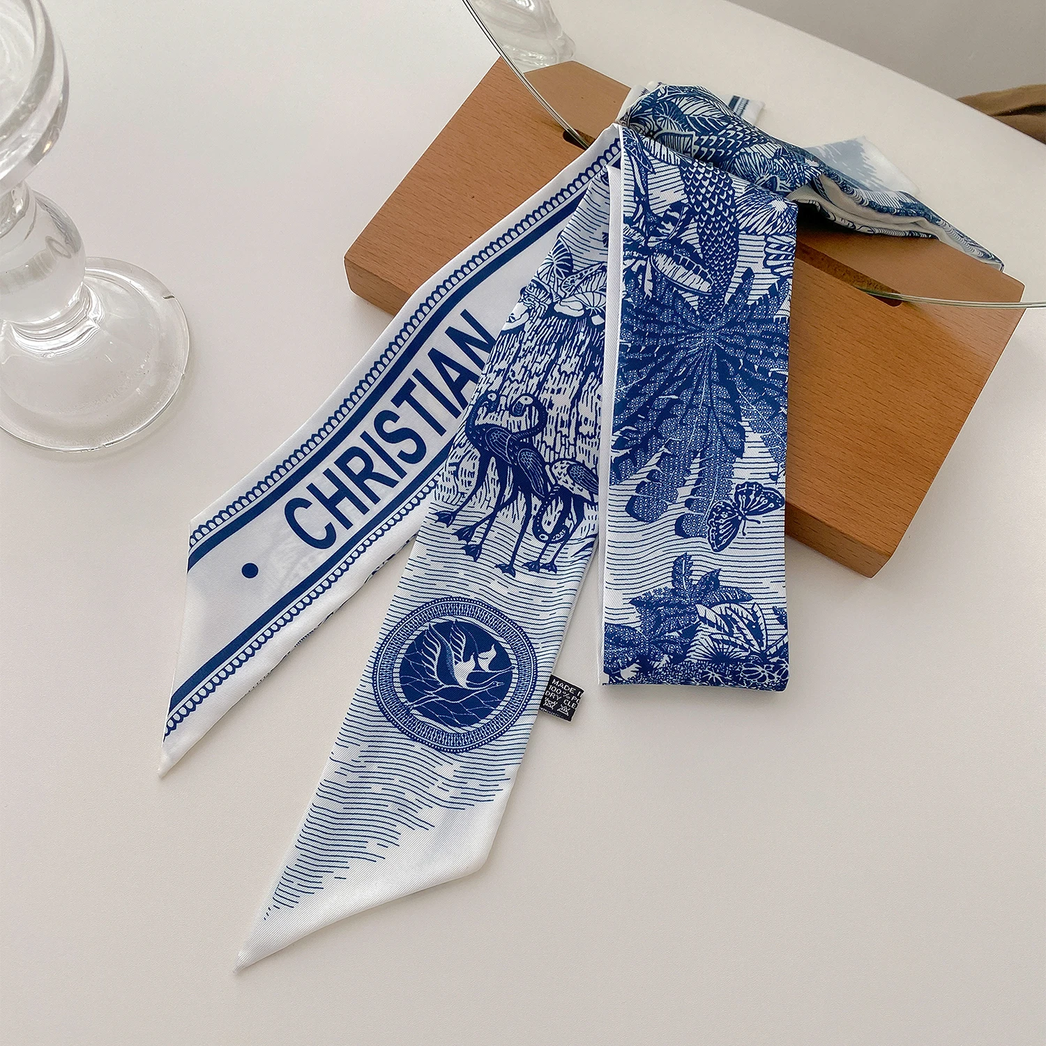 New custom printed polyester twill hair edge scarf silk designer head scarf handle bag scarfs