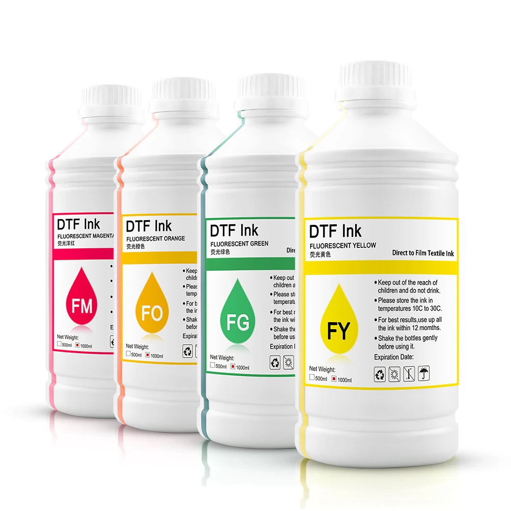 Ocbestjet 1000ML Glow In The Dark Dtf Color DTF Fluorescence Ink For DX5 DX7 XP600 TX800 WF4720 I3200 Printers