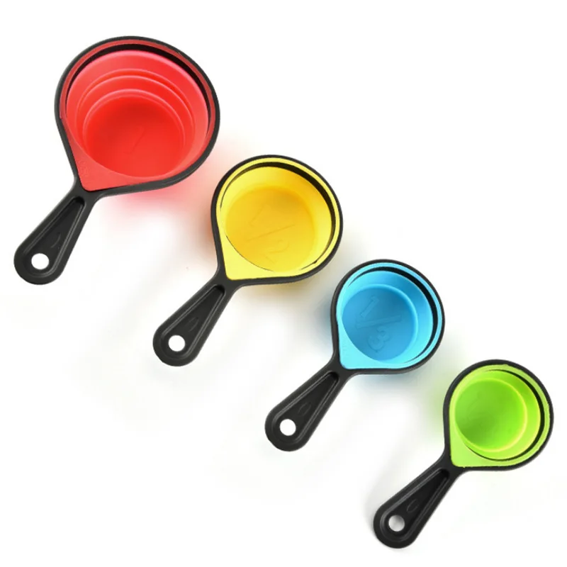 Drop shipping 4pcs colorful BPA Free Space Saving Collapsible Silicone Measuring Cups