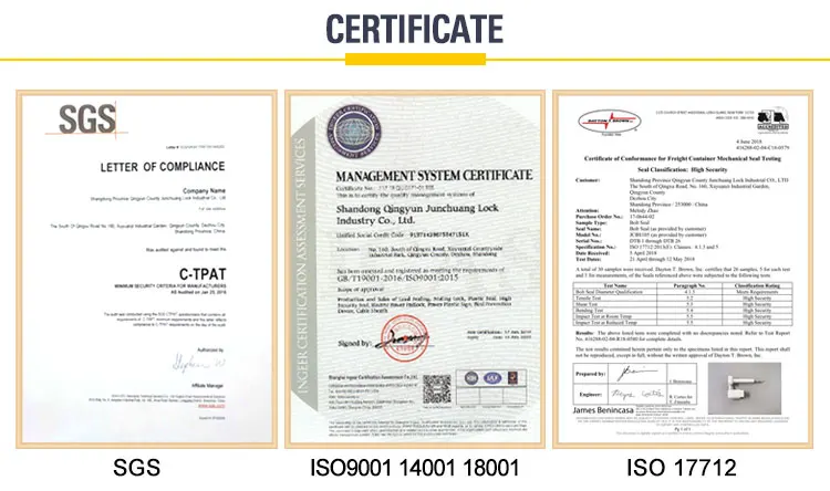plastic coded security seal hs code with Barcode And Serial numbers