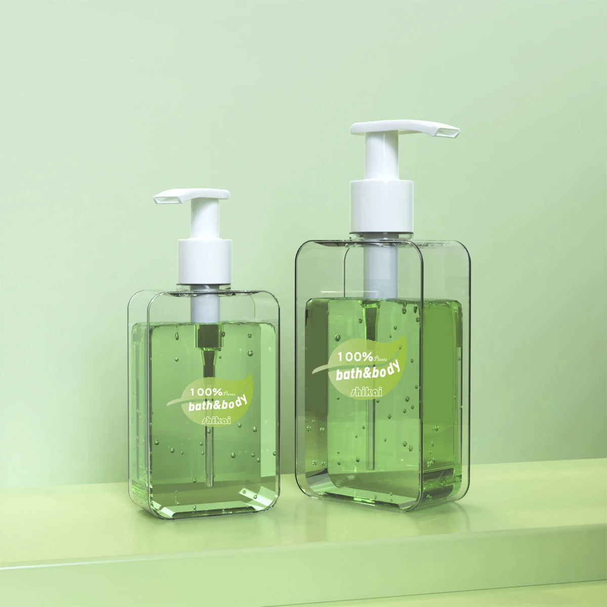 200ml 300ml Square transparent+white silver pump Plastic makeup Lotion Shower Gel Hand Wash Shampoo Bottle