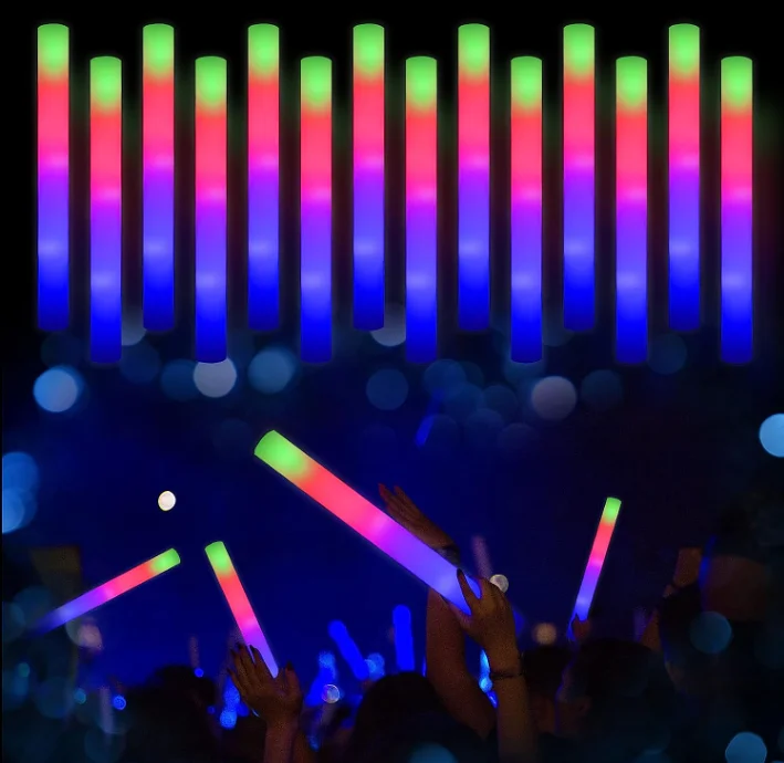 Logo Printing Flashing Effect Light up Foam Sticks 48X4cm LED Foam Glow Sticks Custom Led Foam Sticks for Party