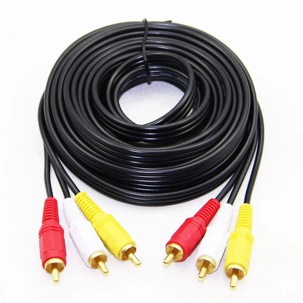 1.5M/3M/5M/10M/20M 3 RCA To 3 RCA Male to Male Audio TV DVD Video Adapter AV Splitter Cable