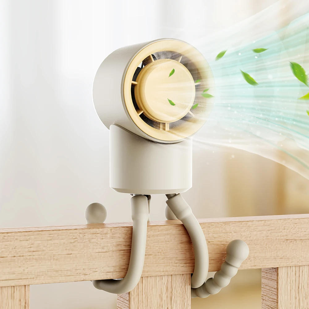 OEM ODM Portable 1200mAh Lightweight Design Kids Stroller Fan Intelligent Wireless Handheld Standing Octopus Feet Tripod Fan