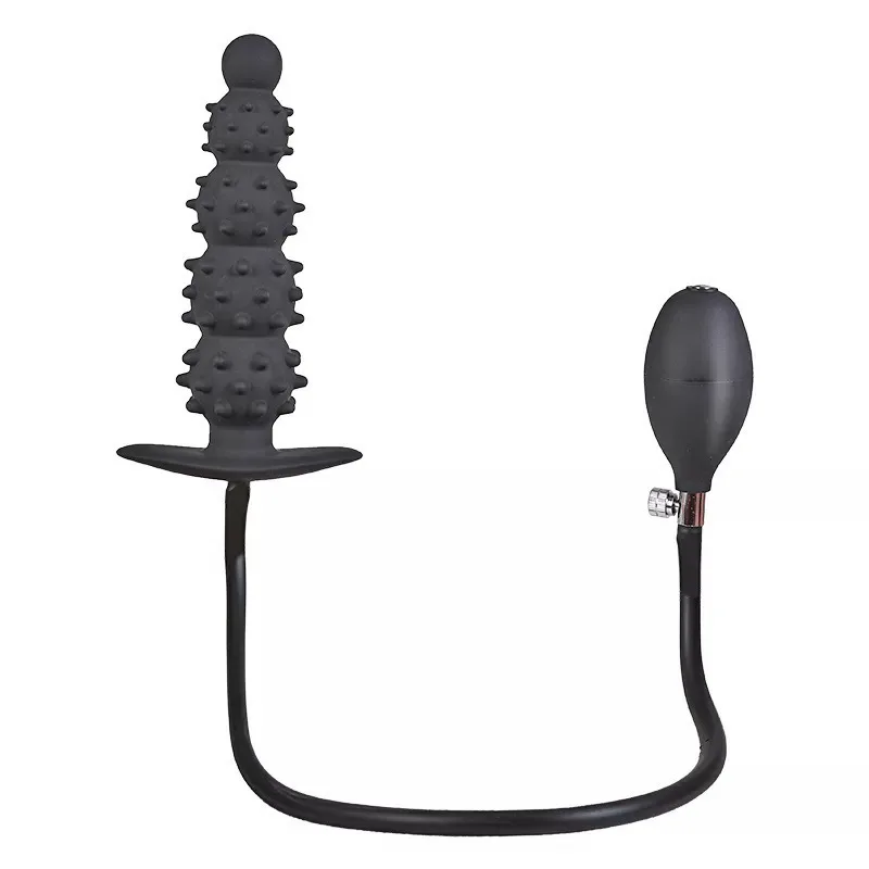 Inflatable 5-bead Separated Anal Plug Prostate Masturbator Anal Dilator Adult Sex Toy