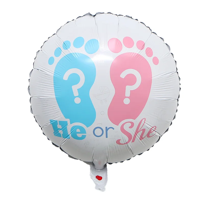 Party Balloons 18 Inch Unisex Set Gift Toy Balloon Helium Baby Shower Round Foil Gender Reveal He or She Boy or Girl Printed 15g