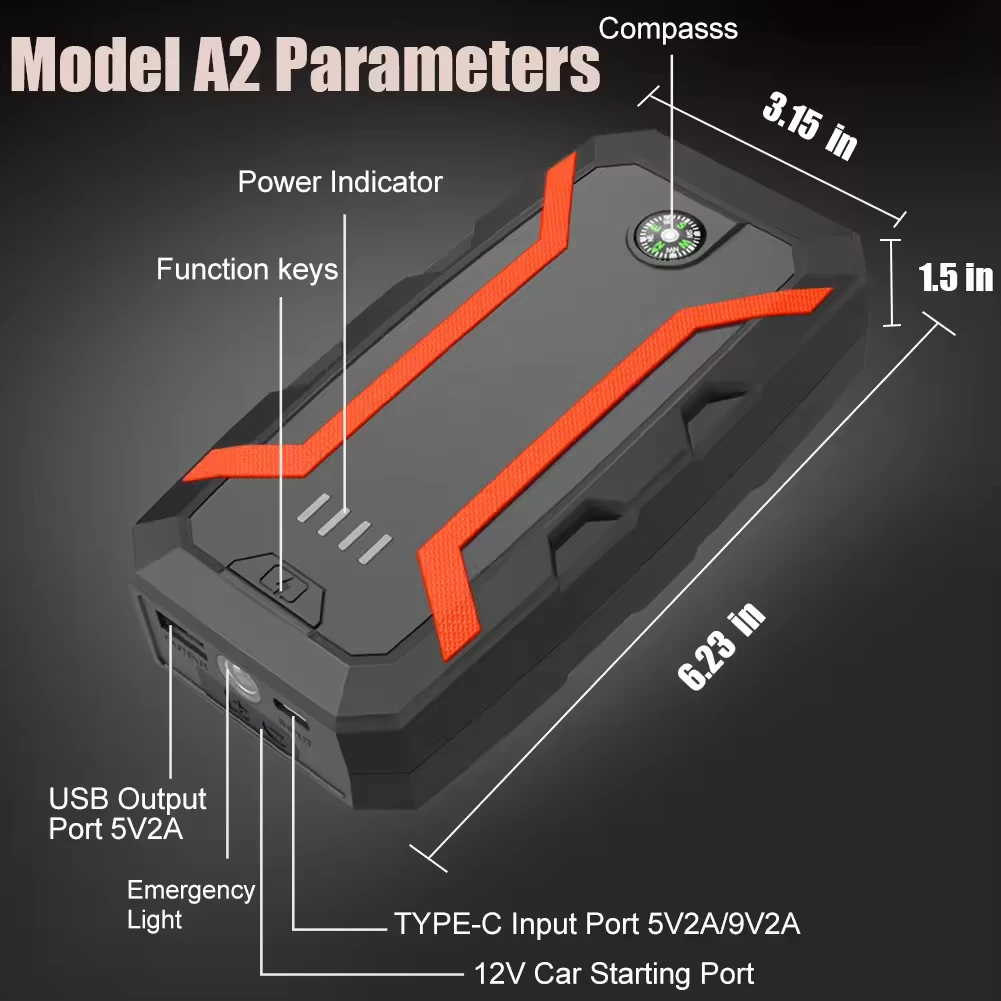 Lithium Battery 12V 1000Ah Portable Jump Starter 5 In 1 High Power Booster Power Bank Car Jump Starter Set