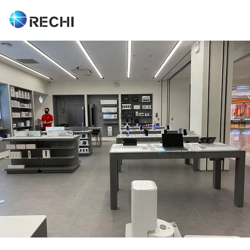 RECHI Mobile Phone Store Design Display Fixture Cell Phone Accessory Display Showcase Shelf Counter Table Kiosk With Cabinet