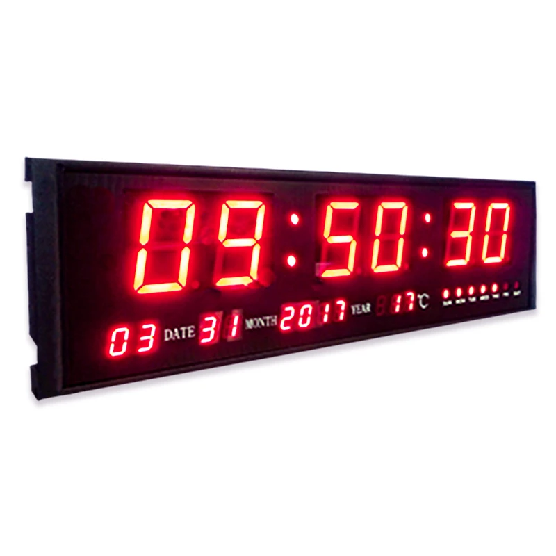 High quality red 3-inch 6-digit led wall led clock timer clock time date week temperature clock timer