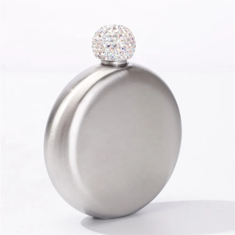 wholesale personalized bridesmaid gift handmade rhinestone lid 5oz round hip flask