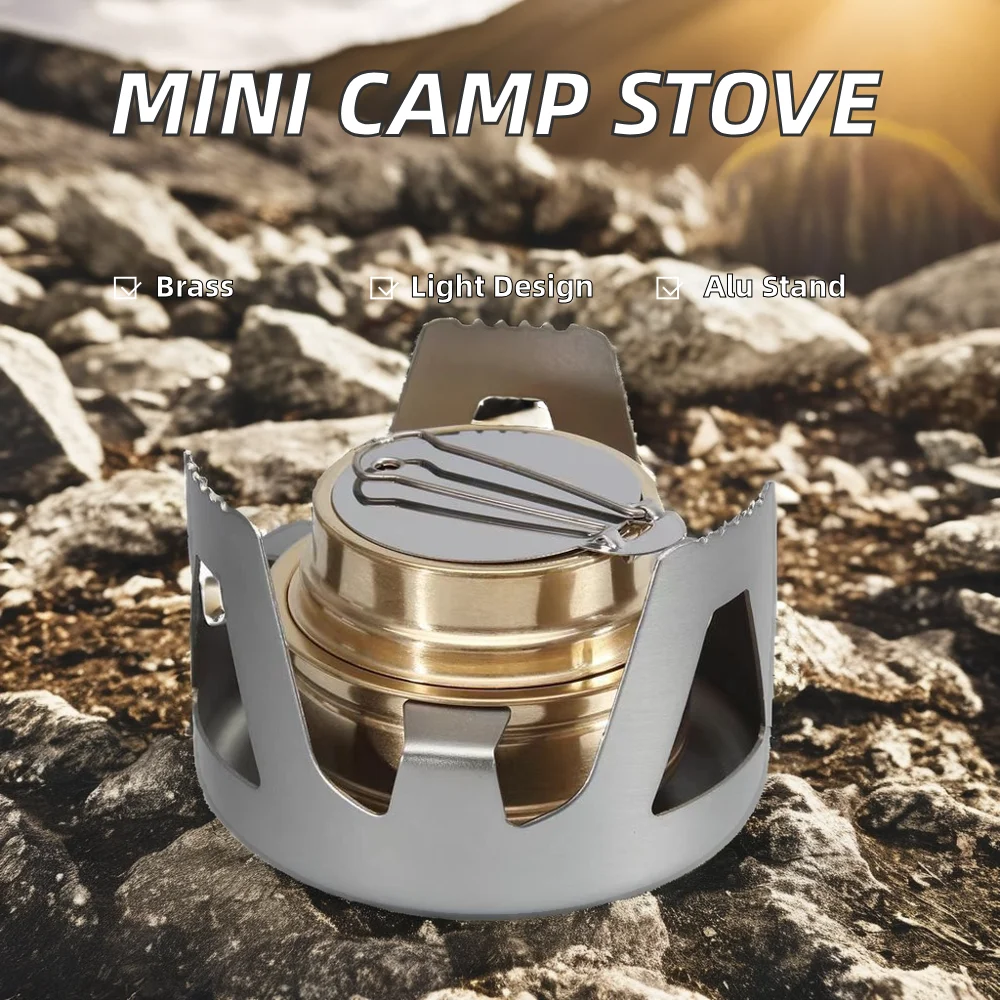 Lightweight Mini Brass Burner for Outdoor Camping & Hiking Alcohol Stove for Convenient Outdoor Activities