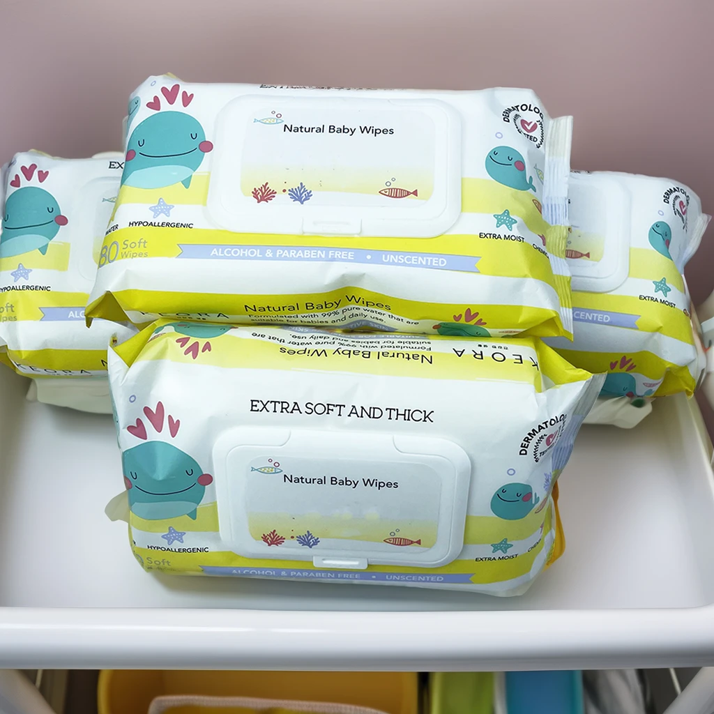 Hot Selling Eco-Friendly Custom Wet Tissue Wipes Super 80/100pcs for Baby Sensitive Skin Wholesale Cleansing Wipes