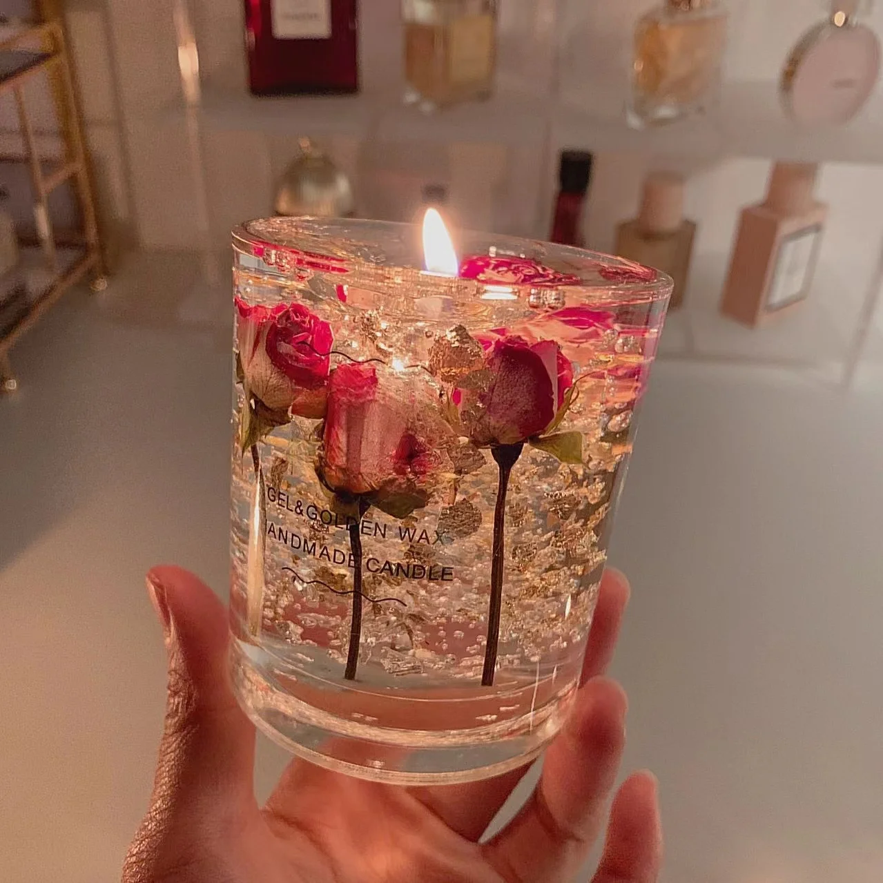 Real flower jelly aromatherapy candle essential oil incense floral candle glass bedroom fragrance birthday wedding gift